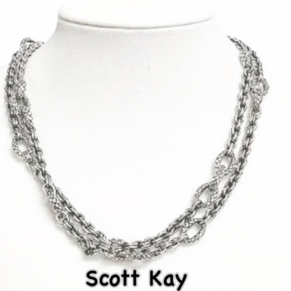 🩶Scott Kay Silver Bolo Link Necklace-women’s jewelry-y2k-cocktail-celeb style🩶